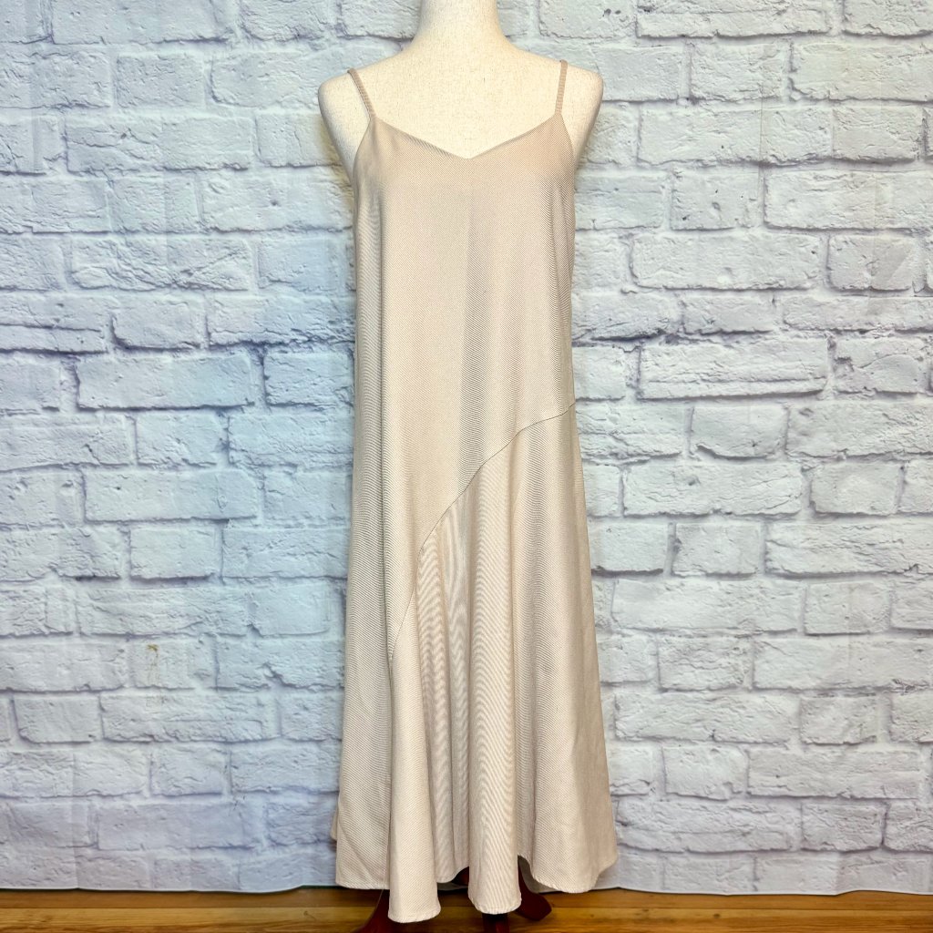 Pkh.Hk Neutral Spaghetti Strap Midi Dress